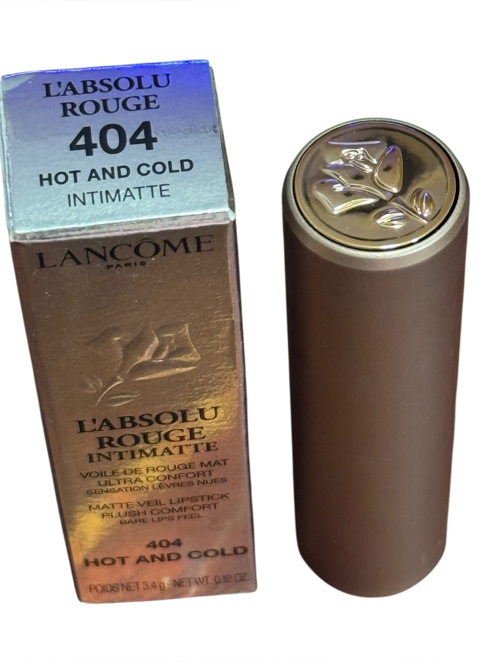 Lancôme L'Absolu Rouge Intimatte Soft Matte Lipstick Hot & Cold 404 0.12oz New - Picture 9 of 11